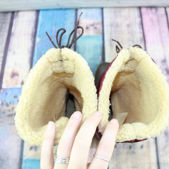 LL Bean Maroon Wine Quilted Sherpa Fleece Lined Waterproof Rubber Duck Boots 6 M - Picture 7 of 9